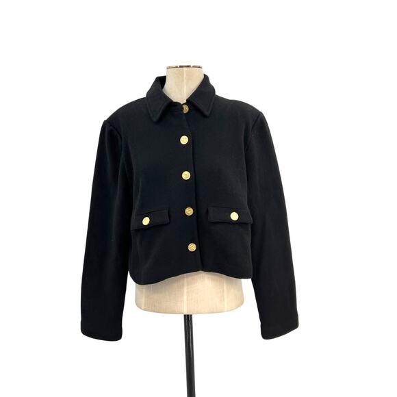 J. Crew Cropped Lady Jacket Buttons Black Size Large - Picture 2 of 10